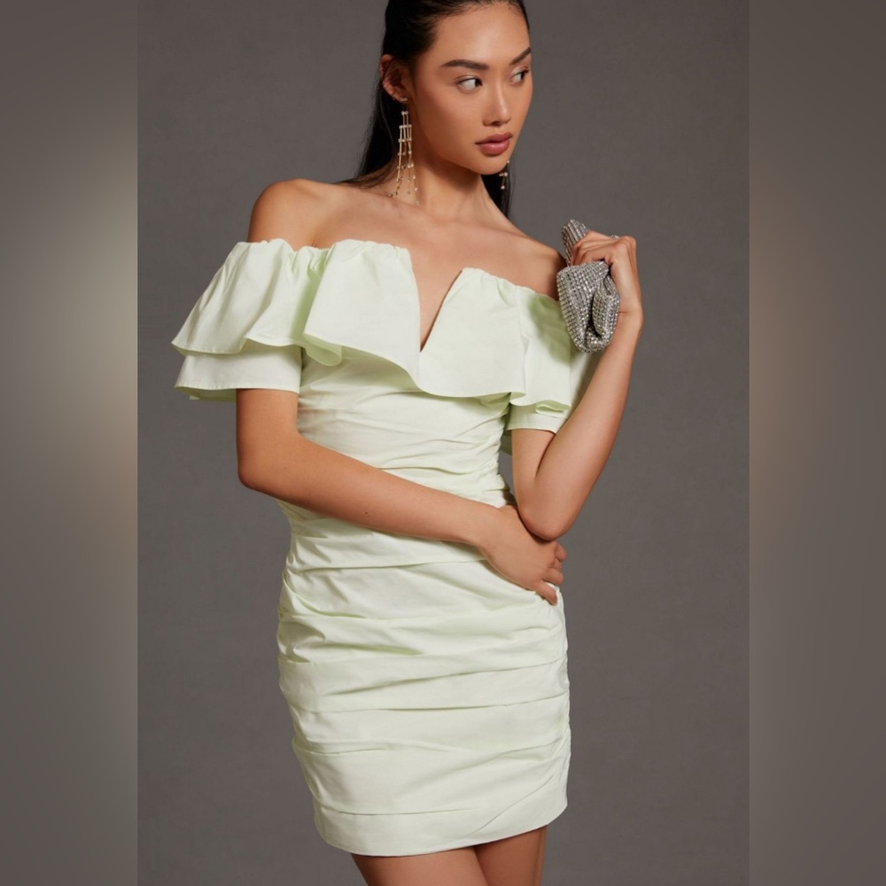EUC Maeve ruched off the shoulder dress